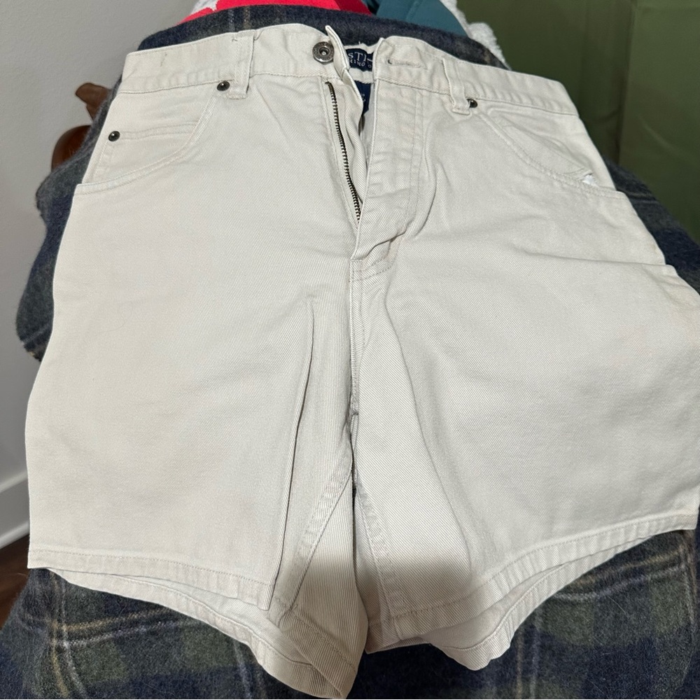 Cream High-Waisted Shorts